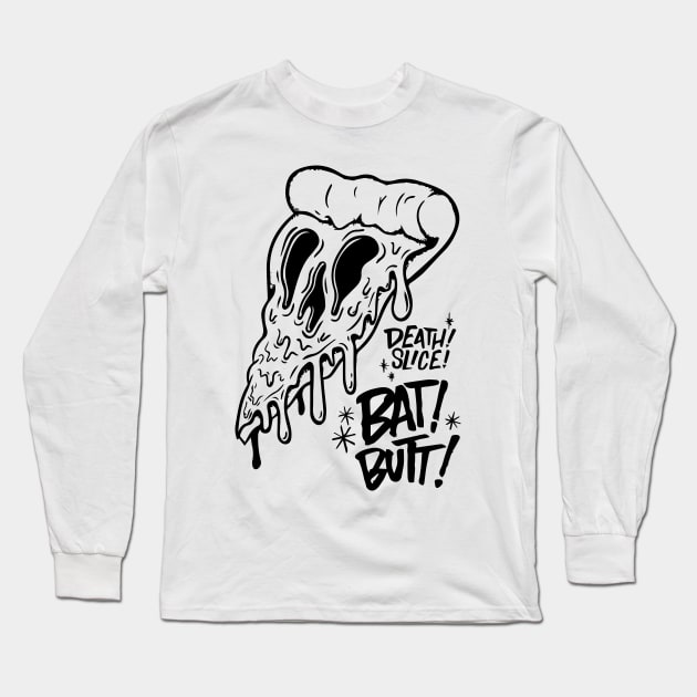 death slice bat butt skeleton creepy dead animation food pizza cream mozzarella art cool love Long Sleeve T-Shirt by thedoomseed